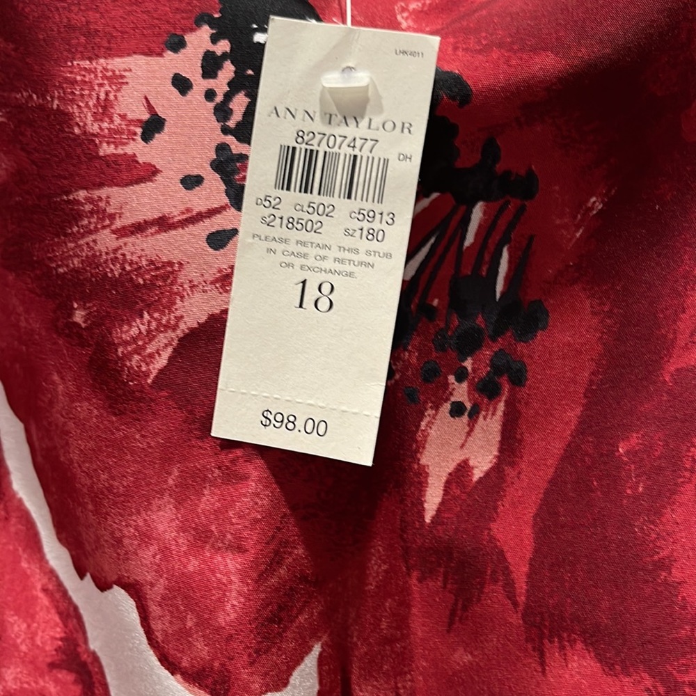 Ann Taylor silk skirt red/pink/cream size 18 NWT - Picture 5 of 8